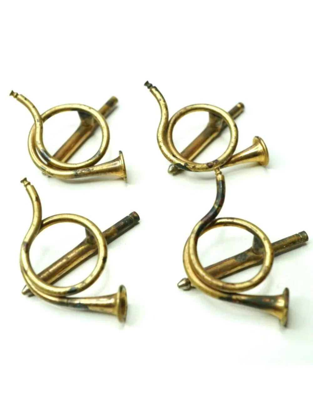 Vintage Hunting Horn Shirt Studs Set of 4 Gold Tone Tuxedo Formal Accessories